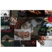 women face surrounded by human hands